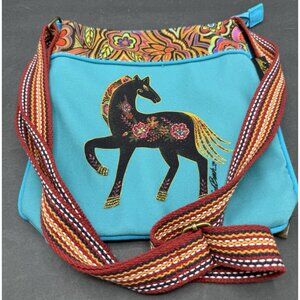 Laurel Burch Fiesta Mare Horse Canvas 9.5"x 10" Cross Body Shoulder Bag #LB8311